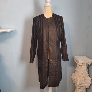 Soft Surroundings striped plaid long coat D22